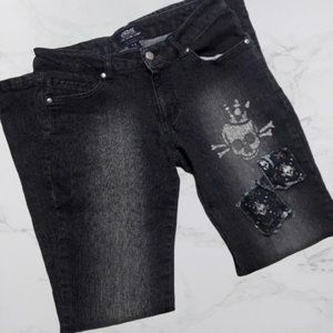 Raw Blue Lady Jeans Silver & Black Skeleton